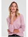 Moodo Суитшърт с дантелено деколте розов Moodo