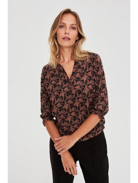 Moodo Кафяв суитшърт с къси ръкави Moodo