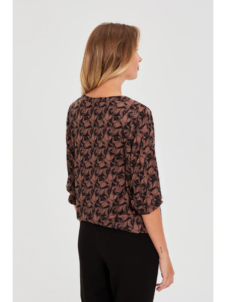 Moodo Кафяв суитшърт с къси ръкави Moodo