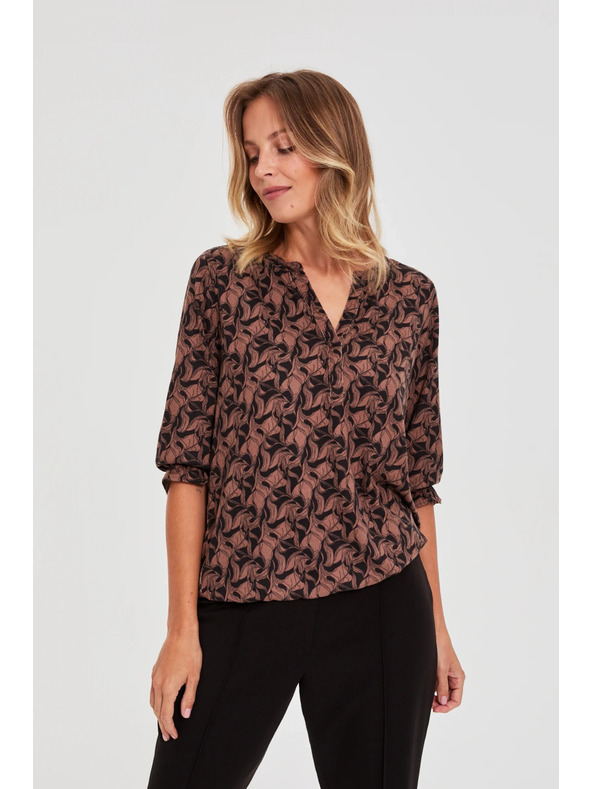 Moodo Кафяв суитшърт с къси ръкави Moodo