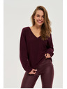 Moodo Суитшърт с V-образно деколте бордо Moodo