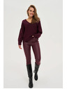 Moodo Суитшърт с V-образно деколте бордо Moodo