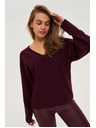 Moodo Суитшърт с V-образно деколте бордо Moodo