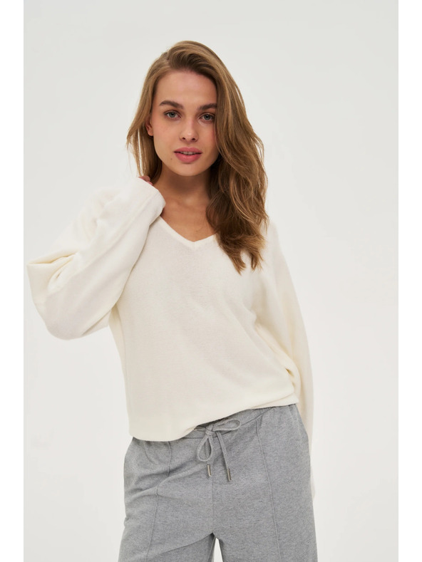 Moodo Суитшърт с V-образно деколте екрю Moodo