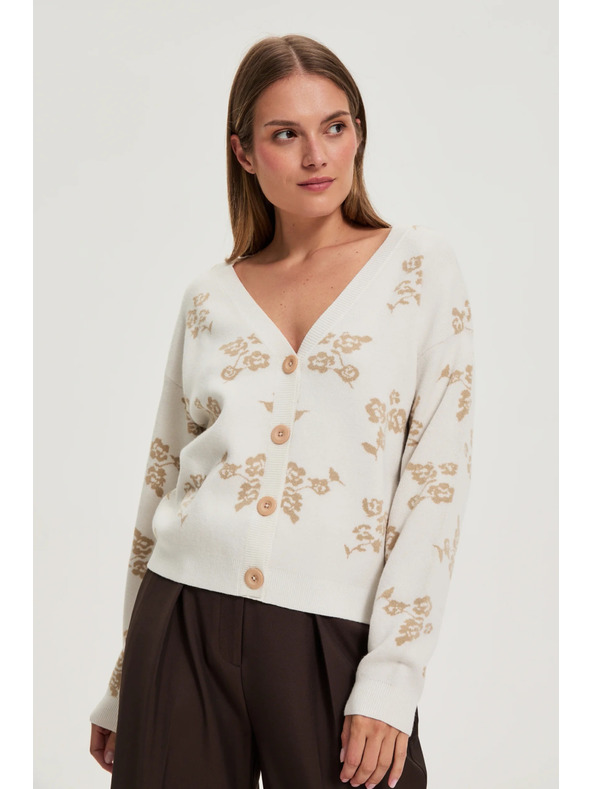 Moodo Бежов кардиган с флорален принт Moodo