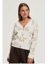 Moodo Бежов кардиган с флорален принт Moodo