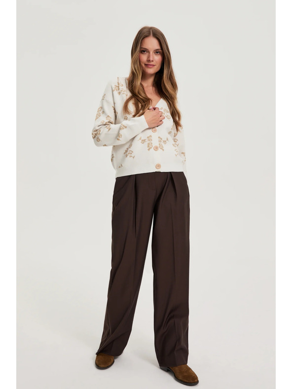 Moodo Бежов кардиган с флорален принт Moodo