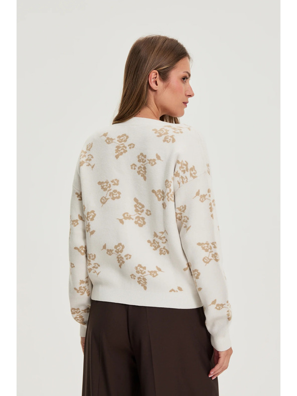 Moodo Бежов кардиган с флорален принт Moodo