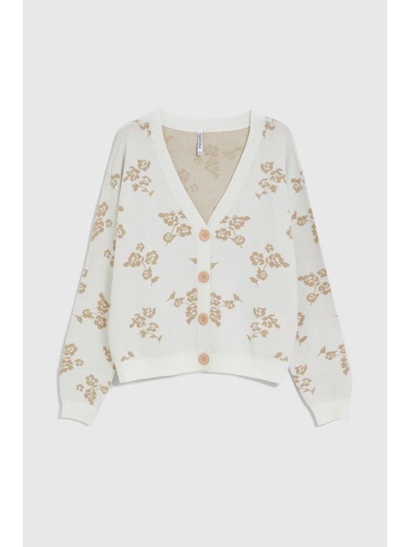 Moodo Бежов кардиган с флорален принт Moodo