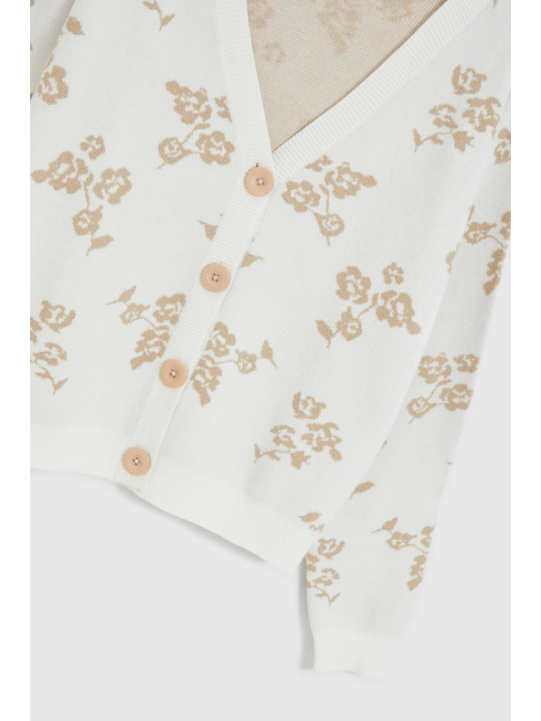 Moodo Бежов кардиган с флорален принт Moodo