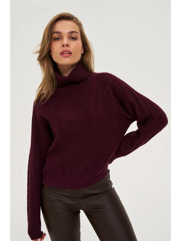 Moodo Суитшърт с висока яка бордо Moodo