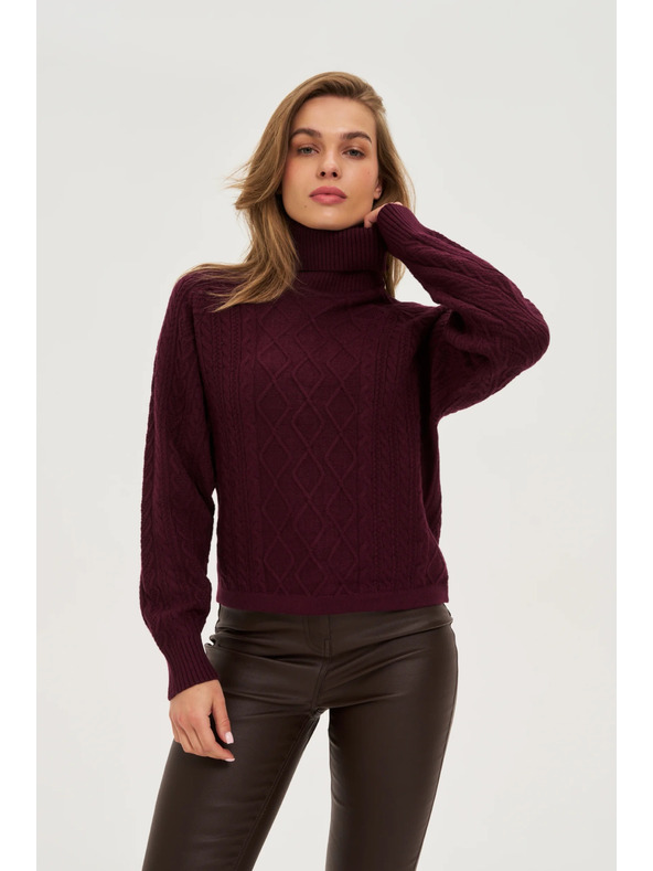 Moodo Суитшърт с висока яка бордо Moodo