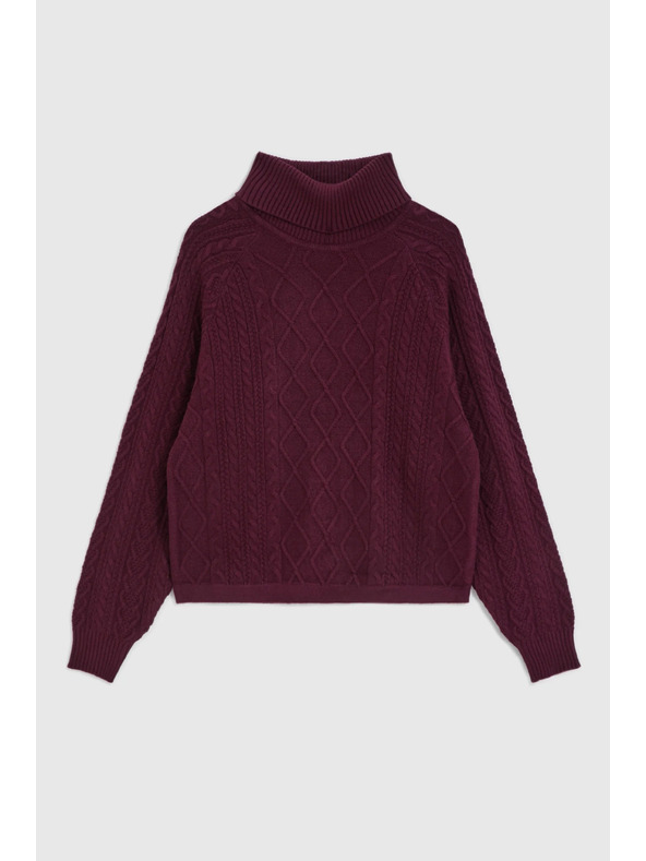 Moodo Суитшърт с висока яка бордо Moodo