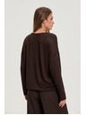 Moodo Суитшърт с V-образно деколте кафяв Moodo