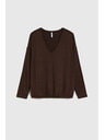Moodo Суитшърт с V-образно деколте кафяв Moodo