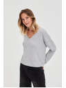 Moodo Сив суитшърт с V-образно деколте Moodo