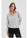 Moodo Сив суитшърт с V-образно деколте Moodo