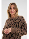 Moodo Суитшърт с леопардов принт кафяв Moodo