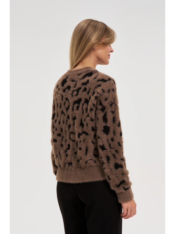 Moodo Суитшърт с леопардов принт кафяв Moodo