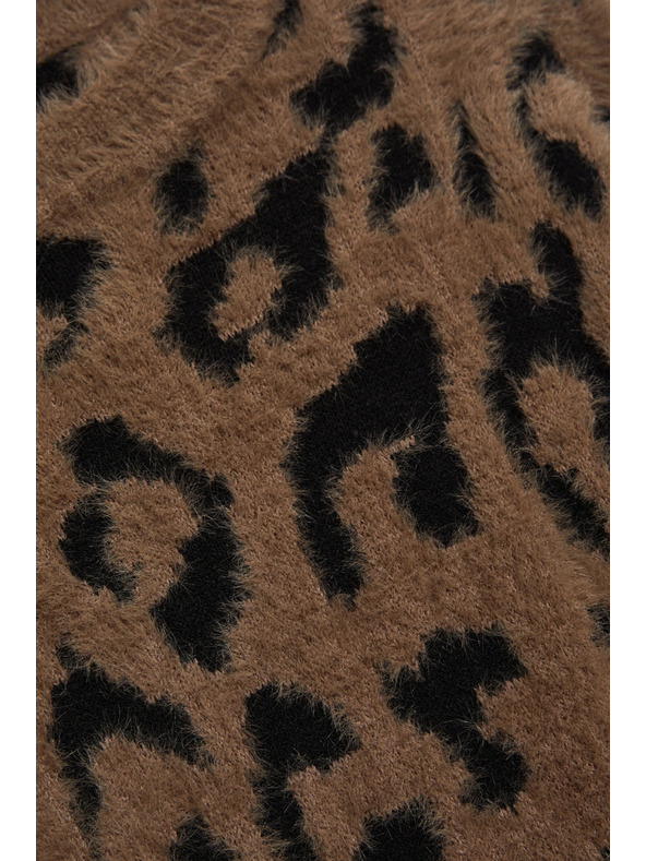 Moodo Суитшърт с леопардов принт кафяв Moodo