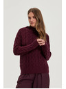 Moodo Суитшърт с орнаментен плетен детайл бордо Moodo