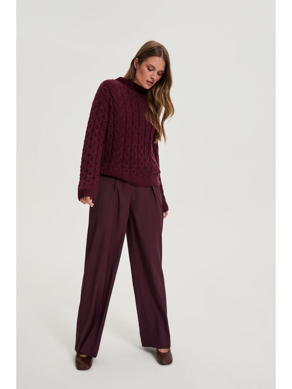 Moodo Суитшърт с орнаментен плетен детайл бордо Moodo