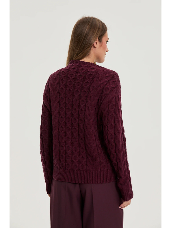 Moodo Суитшърт с орнаментен плетен детайл бордо Moodo