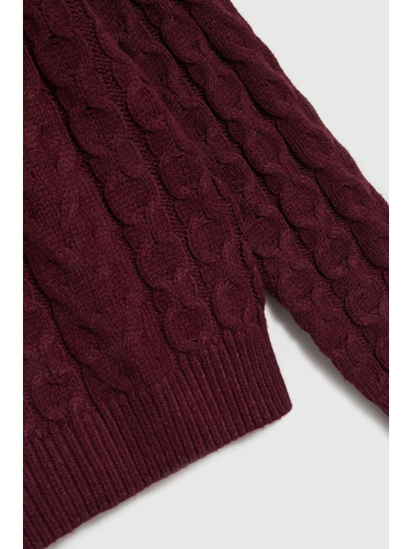 Moodo Суитшърт с орнаментен плетен детайл бордо Moodo