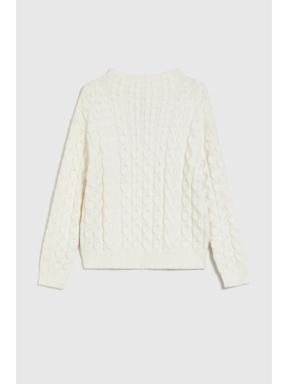 Moodo Суитшърт с орнаментен плетен детайл бежов Moodo