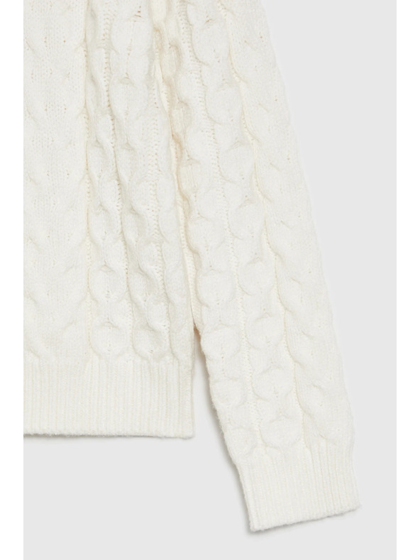 Moodo Суитшърт с орнаментен плетен детайл бежов Moodo