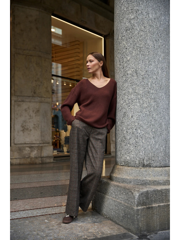 Moodo Суитшърт с прост модел кафяв Moodo