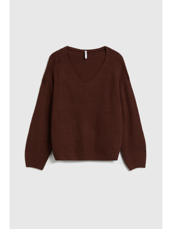 Moodo Суитшърт с прост модел кафяв Moodo