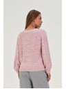 Moodo Розов суитшърт с декоративно плетено каре Moodo
