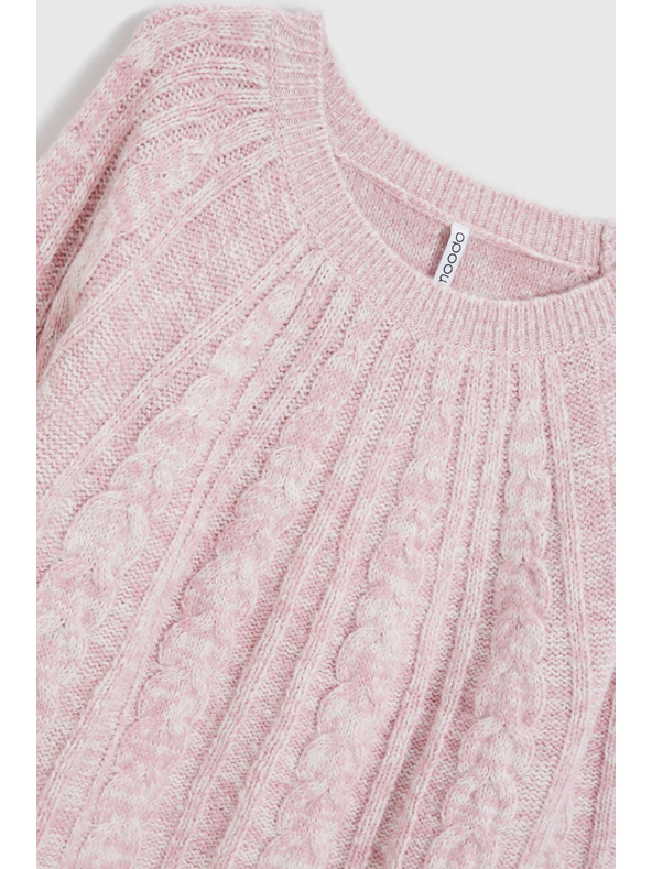 Moodo Розов суитшърт с декоративно плетено каре Moodo