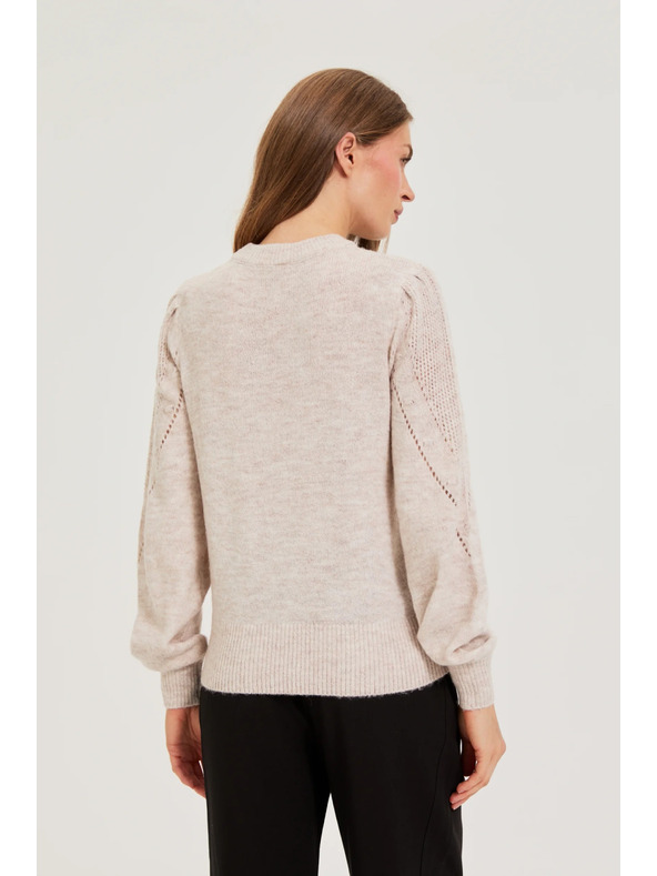 Moodo Бежов суитшърт с обемни ръкави Moodo