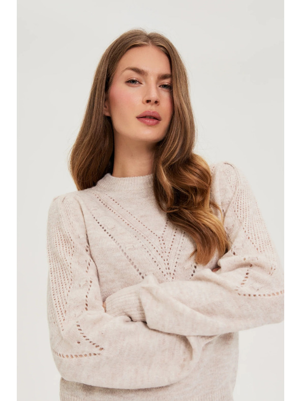 Moodo Бежов суитшърт с обемни ръкави Moodo