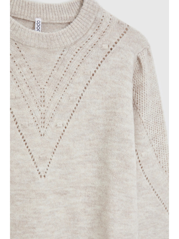 Moodo Бежов суитшърт с обемни ръкави Moodo