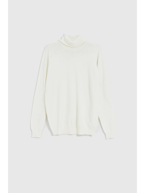 Moodo Бял гладък пуловер с висока яка Moodo