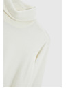 Moodo Бял гладък пуловер с висока яка Moodo