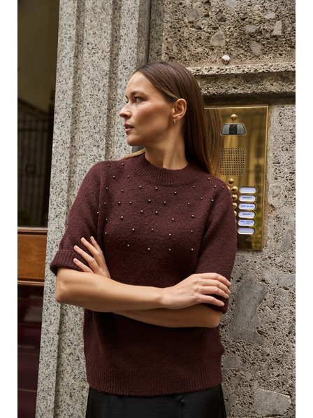 Moodo Бордо суитшърт с къси ръкави Moodo