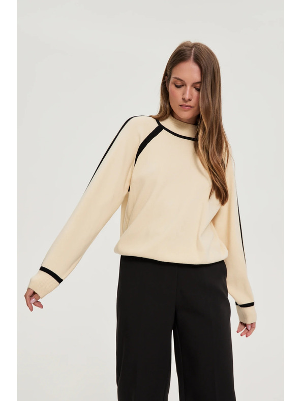 Moodo Бежов суитшърт с полувисока яка Moodo