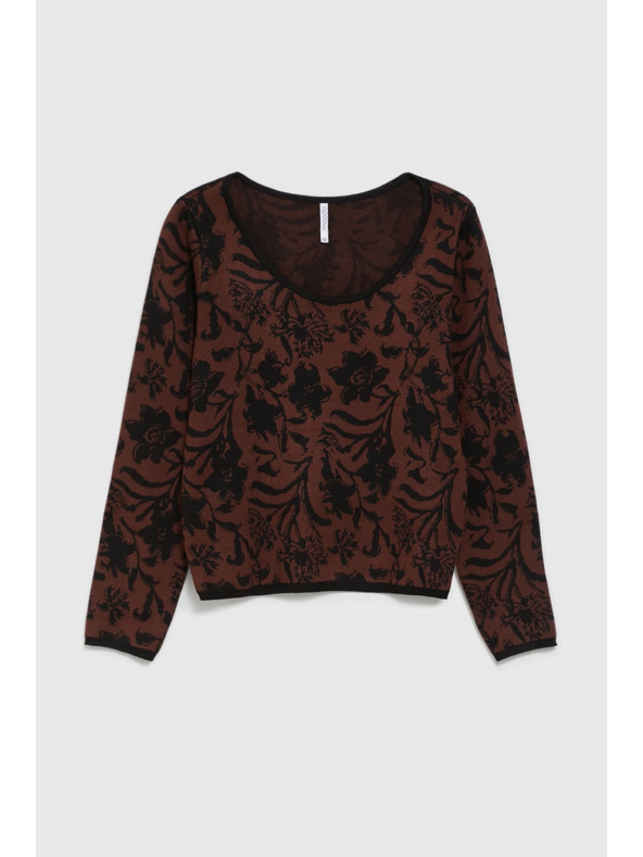 Moodo Кафяв суитшърт с растителен десен Moodo