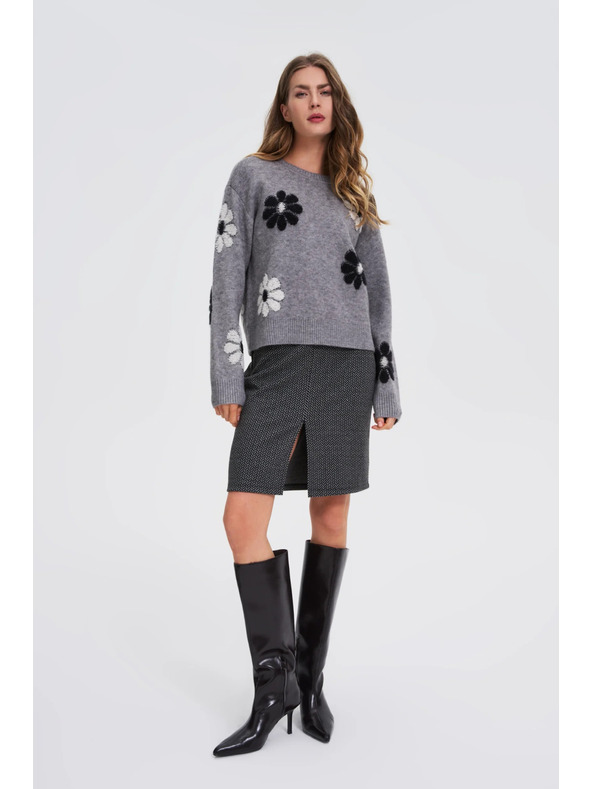 Moodo Сив суитшърт с цветен десен Moodo