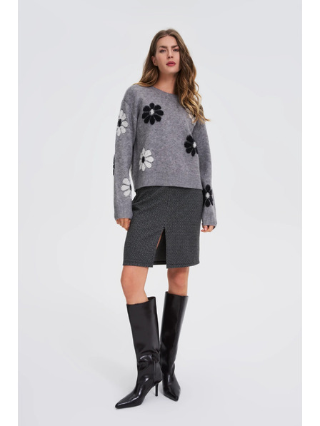 Moodo Сив суитшърт с цветен десен Moodo