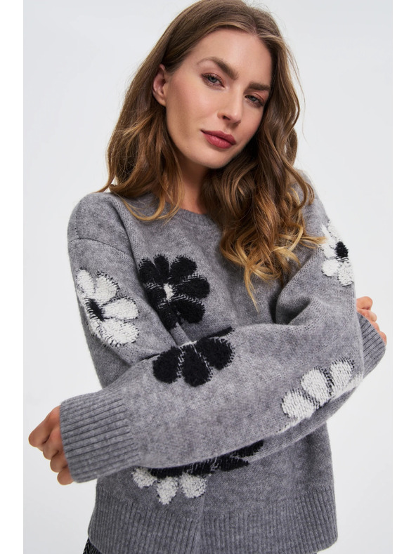 Moodo Сив суитшърт с цветен десен Moodo