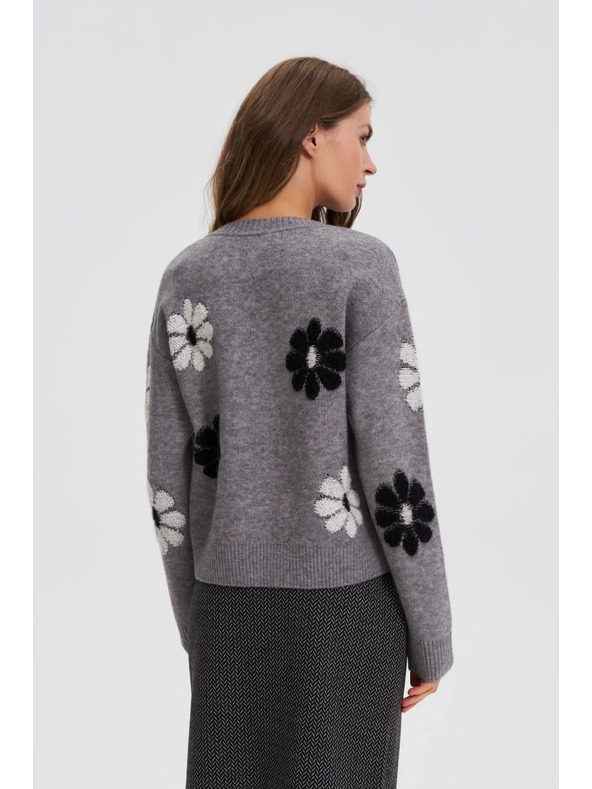 Moodo Сив суитшърт с цветен десен Moodo