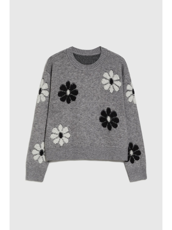 Moodo Сив суитшърт с цветен десен Moodo