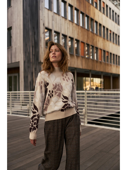 Moodo Десенован бежов суитшърт Moodo