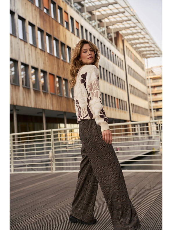 Moodo Десенован бежов суитшърт Moodo