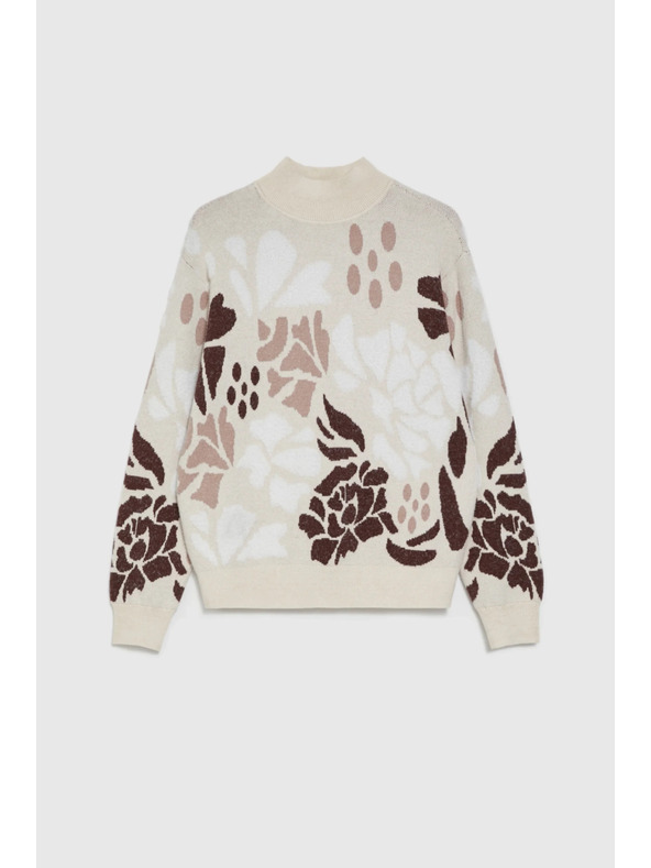 Moodo Десенован бежов суитшърт Moodo